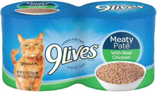 9Lives-Meaty-Paté-With-Real-Chicken-&-Tuna-Wet-Cat-Food,-Cans-Of--124