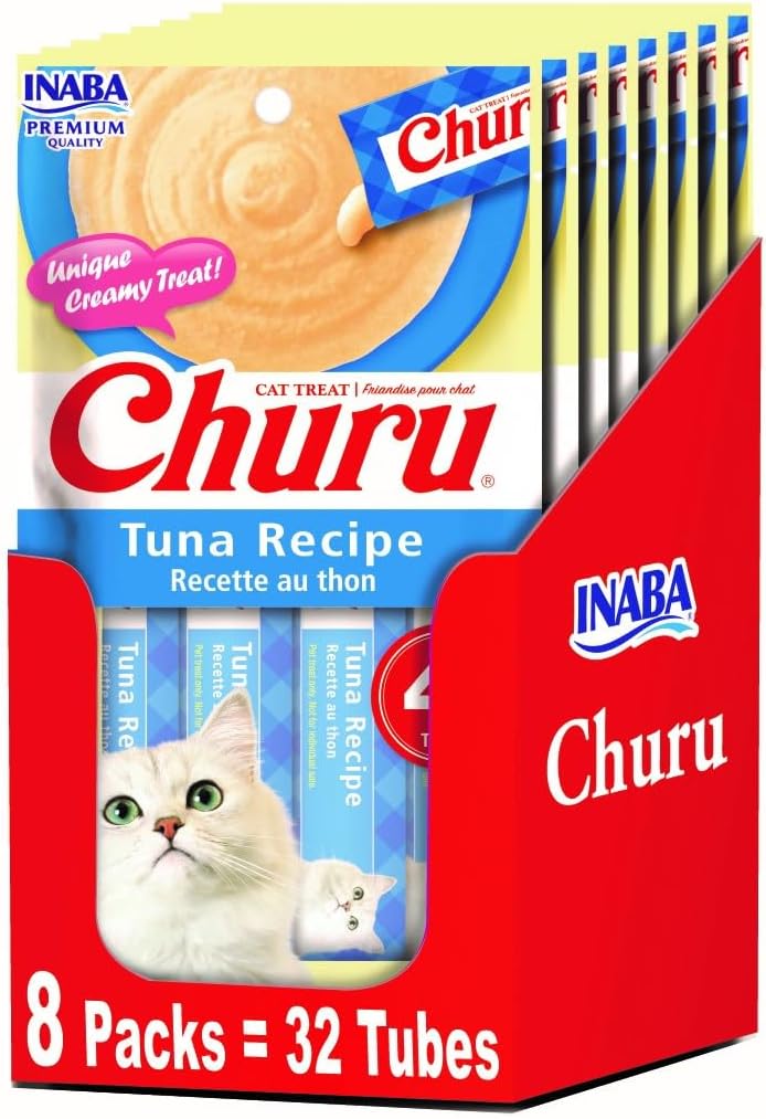 INABA-Churu-Lickable-Purée-Natural-Cat-Treats---Tuna-Recipe-(4-Servings-per-Package,-438