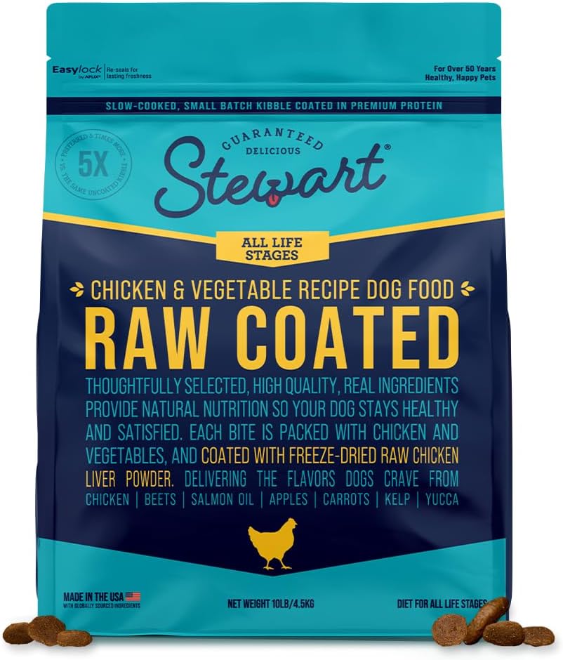 Stewart-Raw-Coated-Dog-Food,-Chicken-&-Vegetable-Recipe,-10-Pound-Bag,-Freeze-328