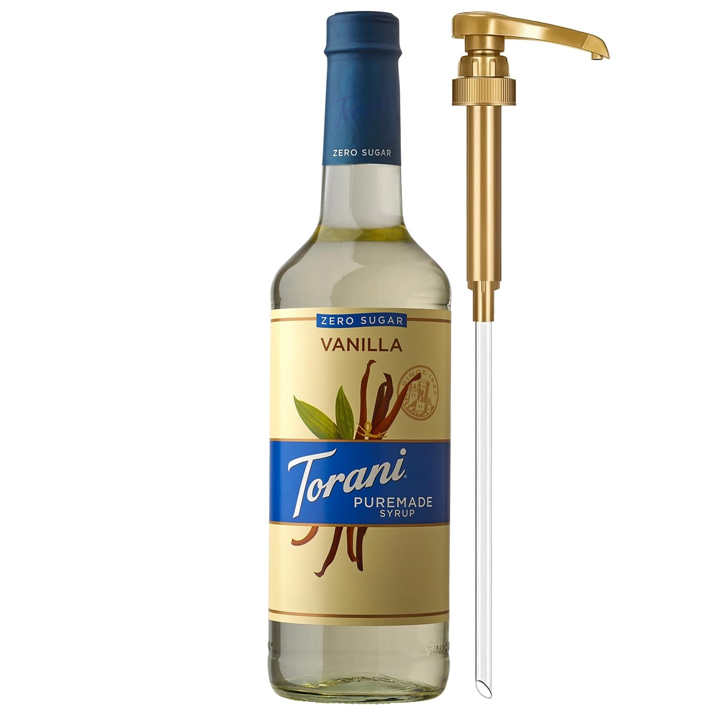 Torani-Zero-Sugar-Puremade-Syrup,-Vanilla-Flavoring-for-Drinks,-Non-GMO,-Glass-Bottle-Pump-25.4-1538