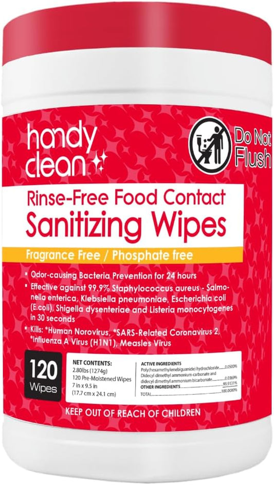 HandyClean-Rinse-Free-Food-Contact-Sanitizing-Wipes-Canister,-Multi-Surface-Cleaning-3155