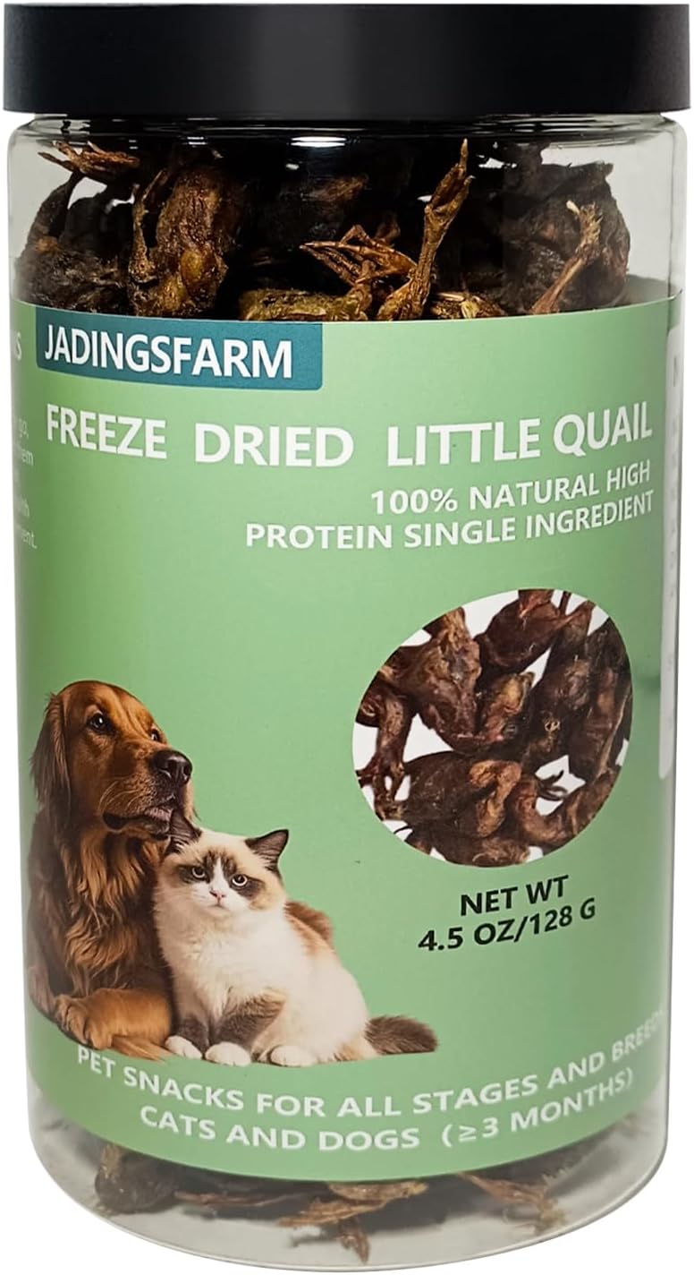 Freeze-Dried-Little-Quail,-4.5-Oz-Quail-Dogs-Cat-Treats,-Single-Freeze-Cat-Dog1072