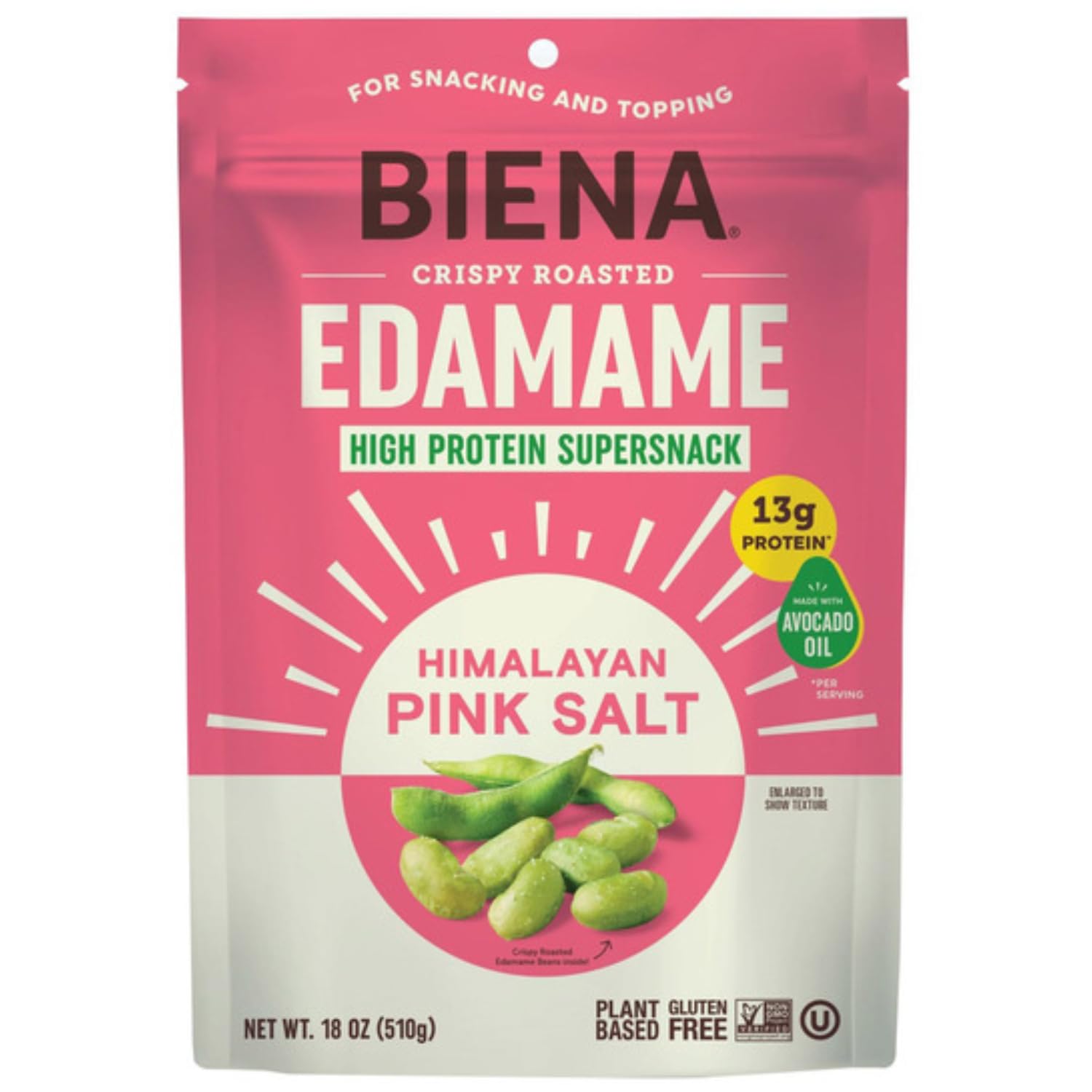 Biena-Roasted-Edamame-Himalayan-Pink-Salt,-18-oz-Bag,-Crunchy-Plant--Based-Protein-Snack,-with-1552
