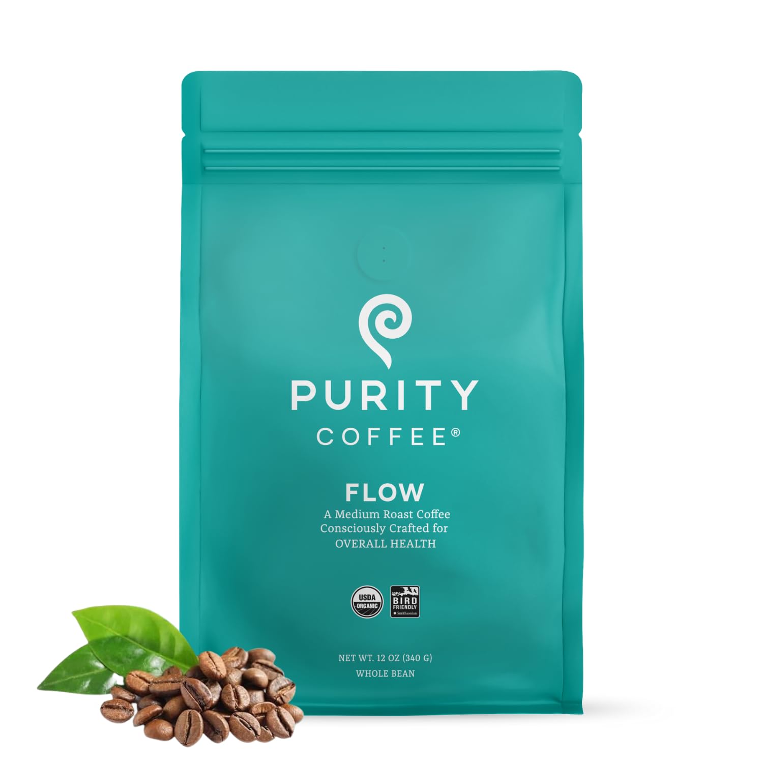 Purity-Coffee-FLOW-Original-Medium-Roast-Whole-Bean-(12oz-Bag)-|-Specialty-Grade-USDA-3054