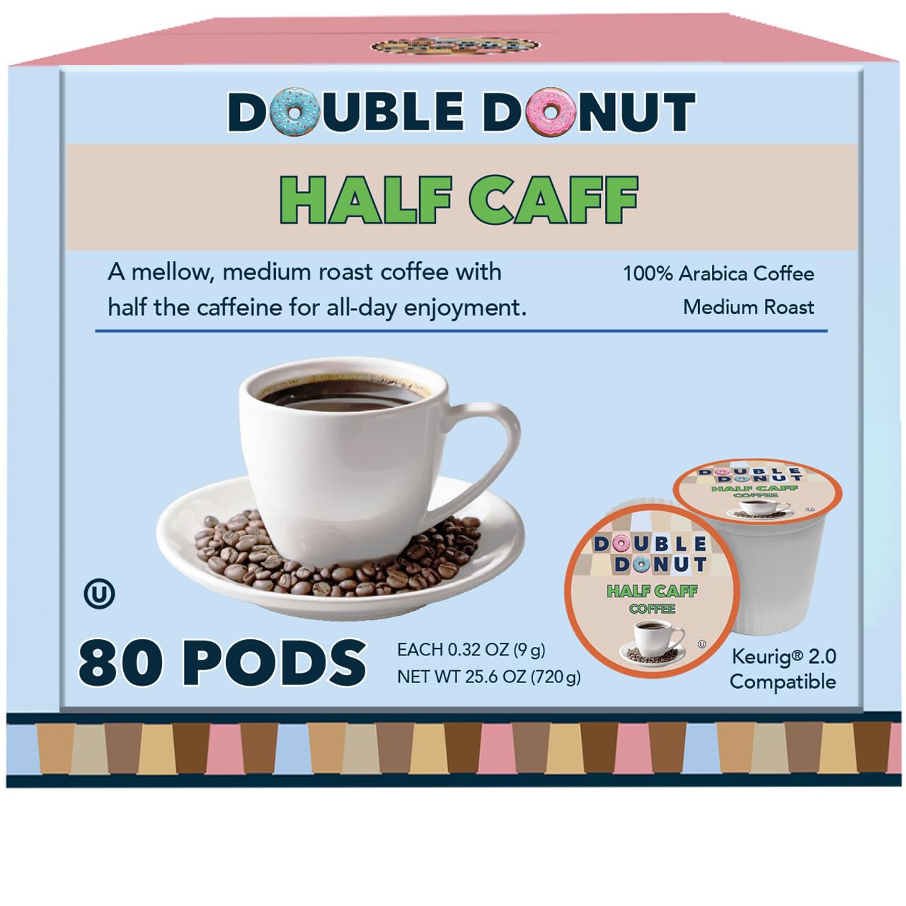 Cápsulas-de-café-Double-Donut-Half-Caff,-cápsulas-de-café-de-cafeína3079