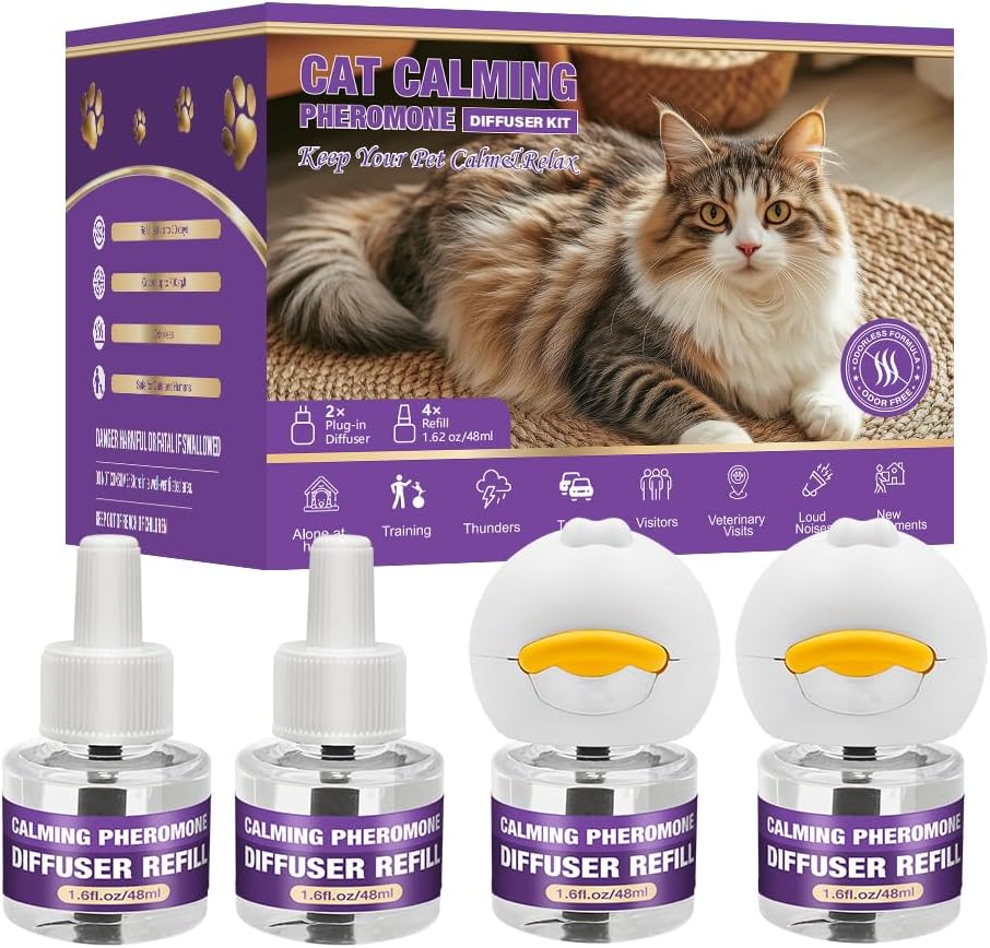 Cat-Calming-Diffuser-Kit-with-2-Diffusers-and-4-Refills,-Helps-Reduce-Stress,-626