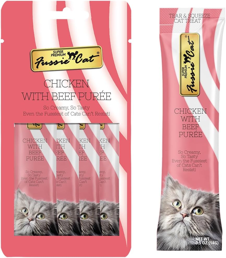 Fussie-Cat-Chicken-and-Beef-Puree,-lickable-cat-Treats,-0.5oz-Pouch-Pack-of-4-366