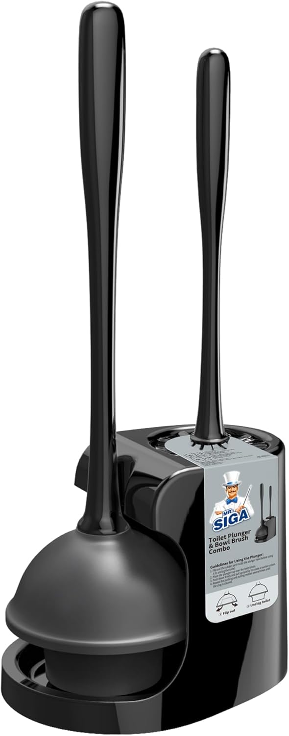 MR.SIGA-Toilet-Plunger-and-Bowl-Brush-Combo-for-Bathroom-Cleaning,-Black,-1-Set-----1992