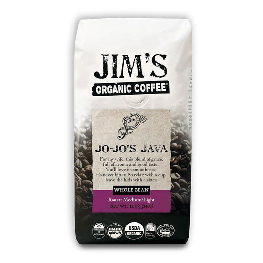 Jim’s-Organic-Coffee-–-Jo-Jo’s-Java-Blend-–-Medium/Light-Roast,-Whole-Bean,-12-1437