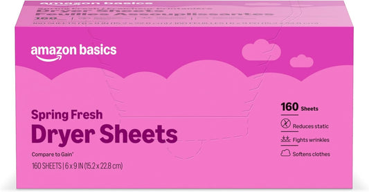 Amazon-Basics-Dryer-Sheets,-Spring-Fresh,-Laundry-Fabric-Softener,-160-Count---1698