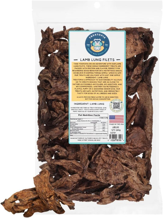 TREATOPIA-Lamb-Lung-Filet-Dog-Treats,-1-LB-Bag---All-Natural,-Healthy,-26