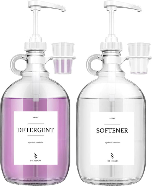 2-Pcs-Glass-Liquid-Laundry-Detergent-Dispenser-with-Cup-Holders,-2206