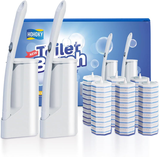 Hohoky-Disposable-Toilet-Brush-Cleaning-System,-Two-Sets-of-Wands-and-60p-Refills-Pads-Replacement-861