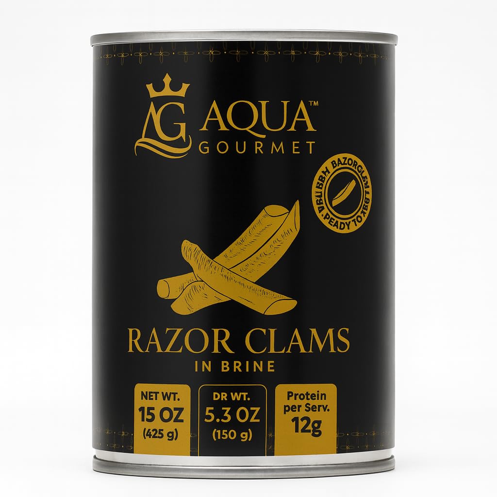 Aqua-Gourmet-Almejas-de-afeitar-premium-en-salmuera,-mariscos-patagónicos-chilenos,-lata-15-299