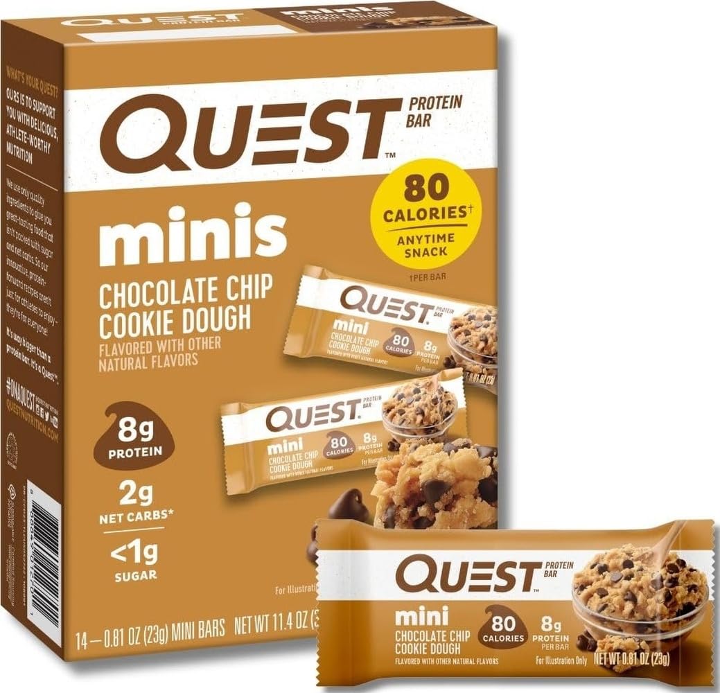 Quest-Nutrition-Mini-Chocolate-Chip-Cookie-Dough-Protein-Bars,-8g-Protein,--1g-Sugar,-2g-Carbs,-2248