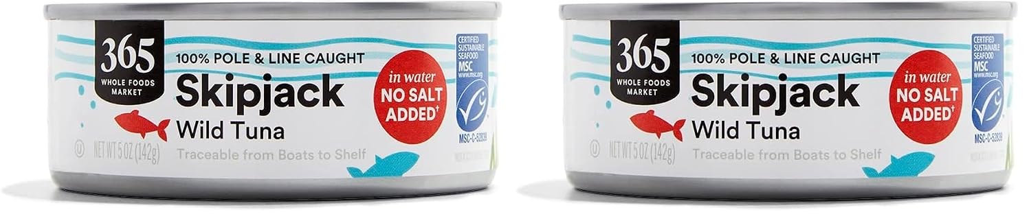 365-by-Whole-Foods-Market,-Unsalted-Skipjack-Tuna-in-Water,-5-Ounce-(Pack-676