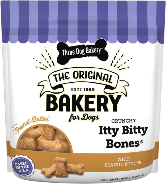 Three-Dog-Bakery-Itty-Bitty-Bones-Peanut-Butter-Dog-Treats,-32oz-Crunchy-2092