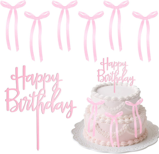 Yuomeaz-7Pcs-Pink-Bows-for-Cake,-Pink-Bow-Cake-Toppers-with-Happy-Cakes-Small-1081