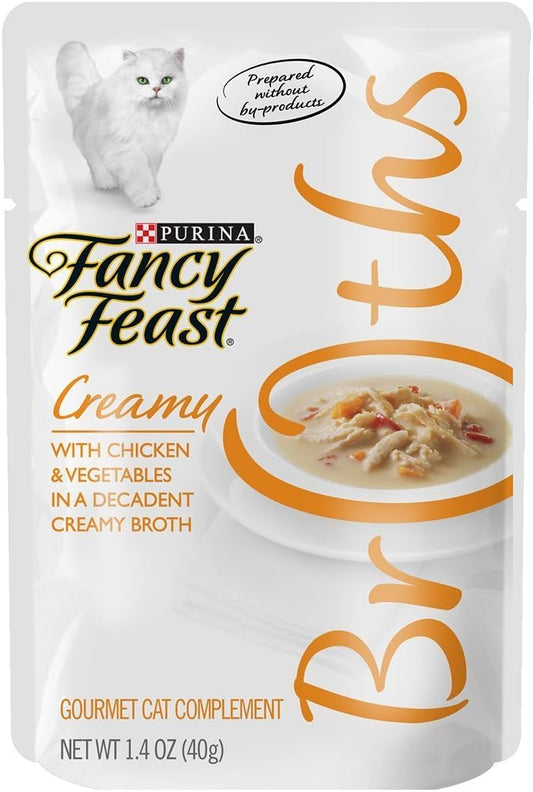 Purina-Fancy-Feast-Broth-For-Cats,-Creamy,-With-Chicken-&-Vegetables,-1.4-Ounce-Pouch,-72