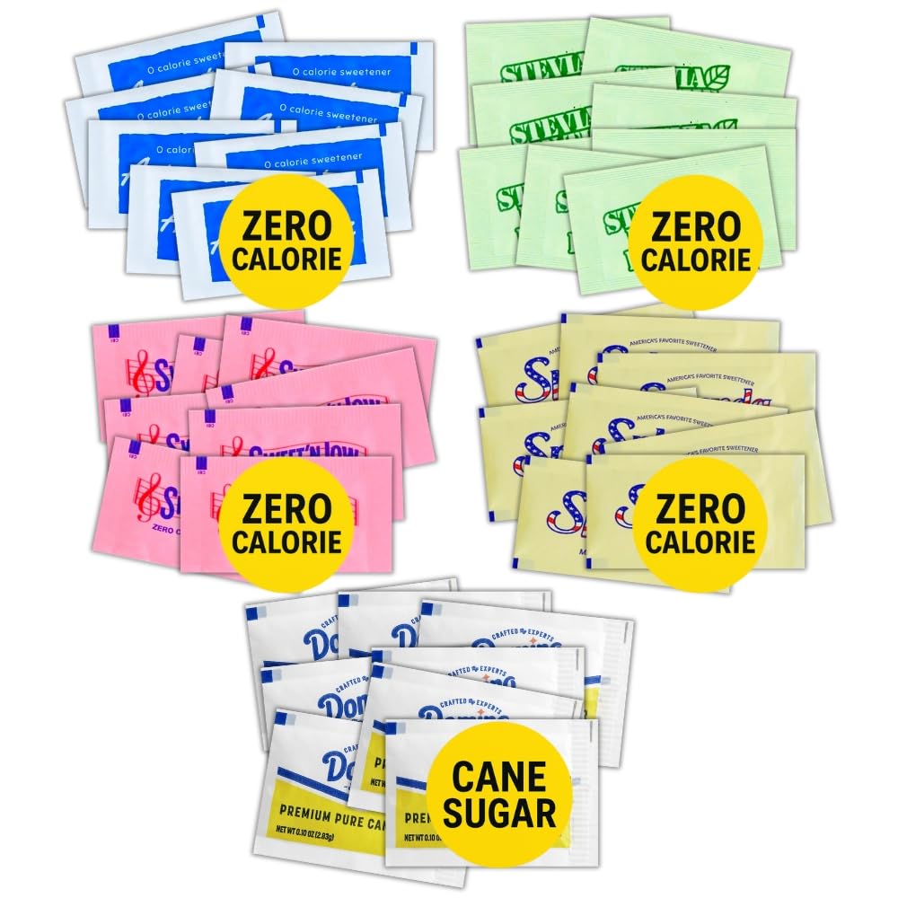 Sugar-Packets-and-Sweetener-Packets-by-Innovatech-AG---100-Count-Assorted-with-Cane-1415
