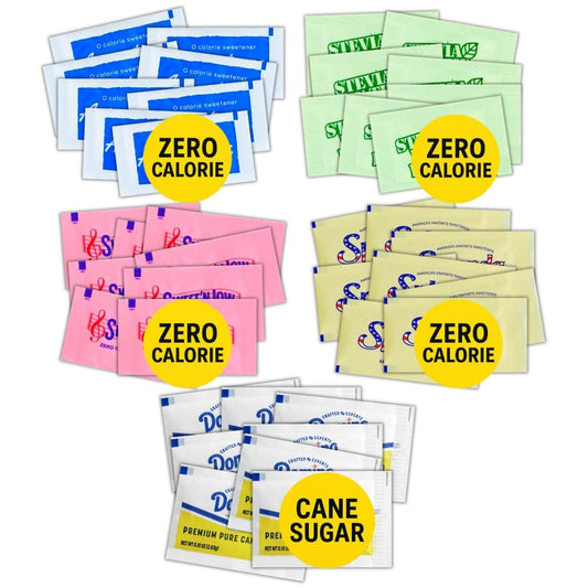 Sugar-Packets-and-Sweetener-Packets-by-Innovatech-AG---100-Count-Assorted-with-Cane-1415