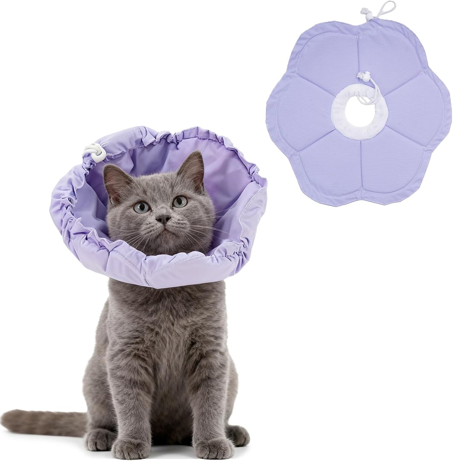 Tensho-Soft-Flower-Cone-for-Cats,-Adjustable-Purple-Cat-Cone-Collar-for-After-612