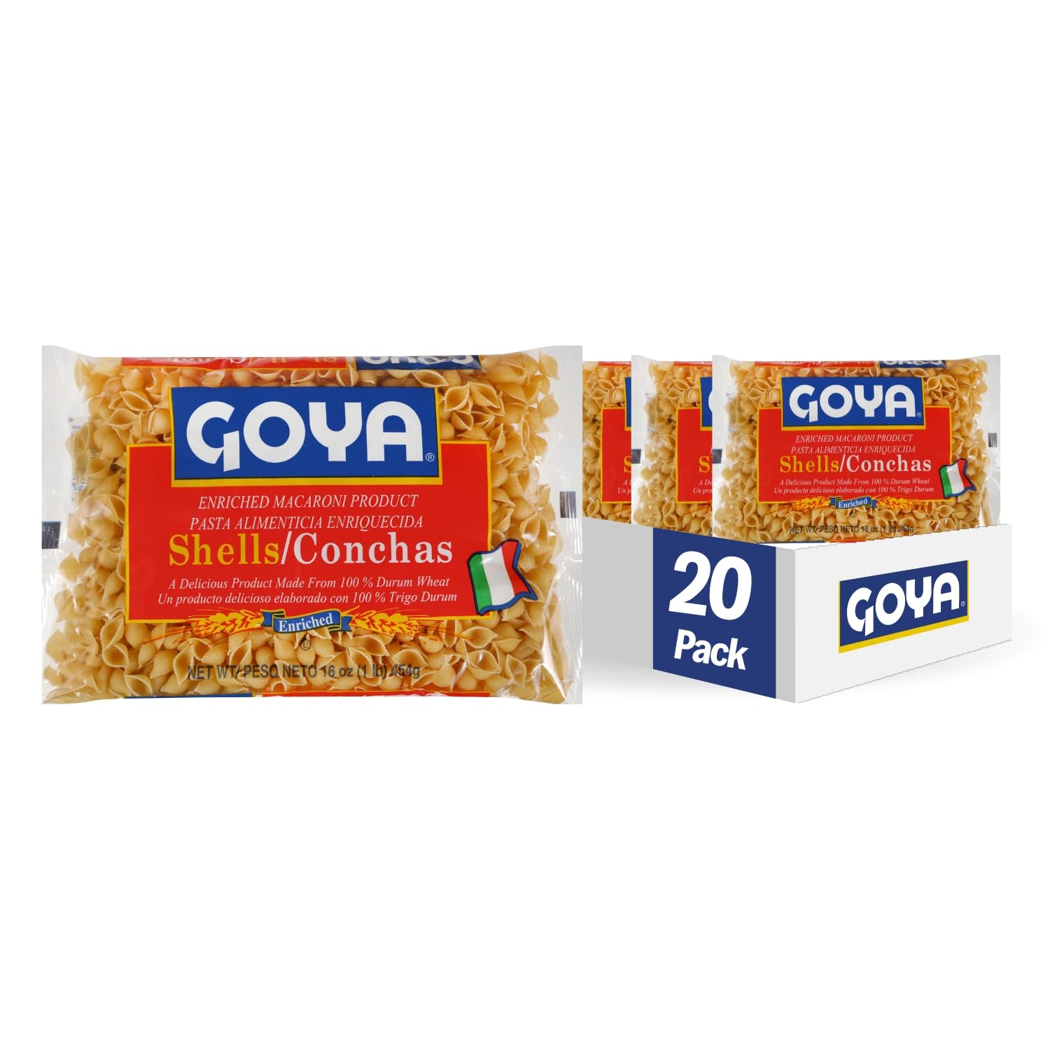 Goya-Foods-Shells-Pasta,-16-Ounce-(Pack-of-20)-1116