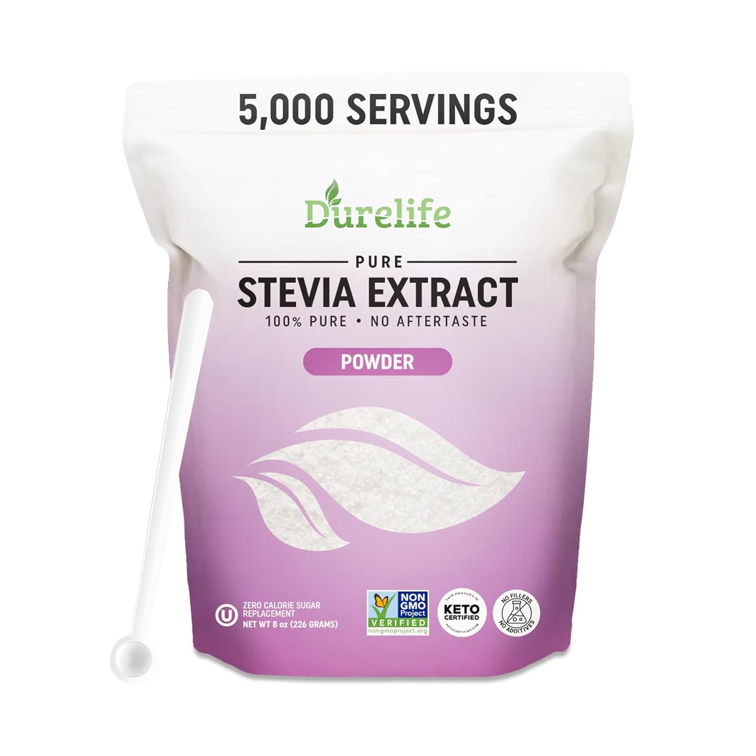 Durelife-1-Pure-stevia-extract-sweetener-8-oz-|-No-Erythritol,-NON-GMO-Verified,-Fillers,-2036