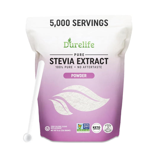 Durelife-1-Pure-stevia-extract-sweetener-8-oz-|-No-Erythritol,-NON-GMO-Verified,-Fillers,-2036
