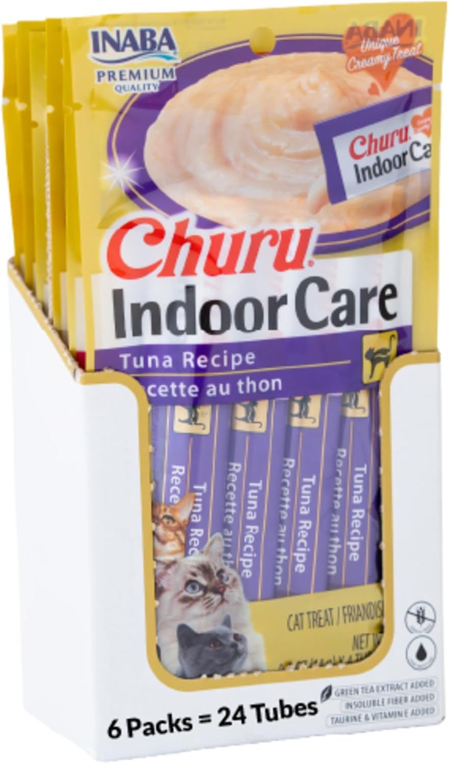 INABA-Churu-Indoor-Care-for-Hairball-Control,-Functional-Lickable-Cat-Treat-with-Taurine-&-586