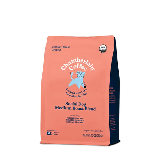 Chamberlain-Coffee-Social-Dog-Blend,-café-orgánico-de-cuerpo-completo-con-complejas2814