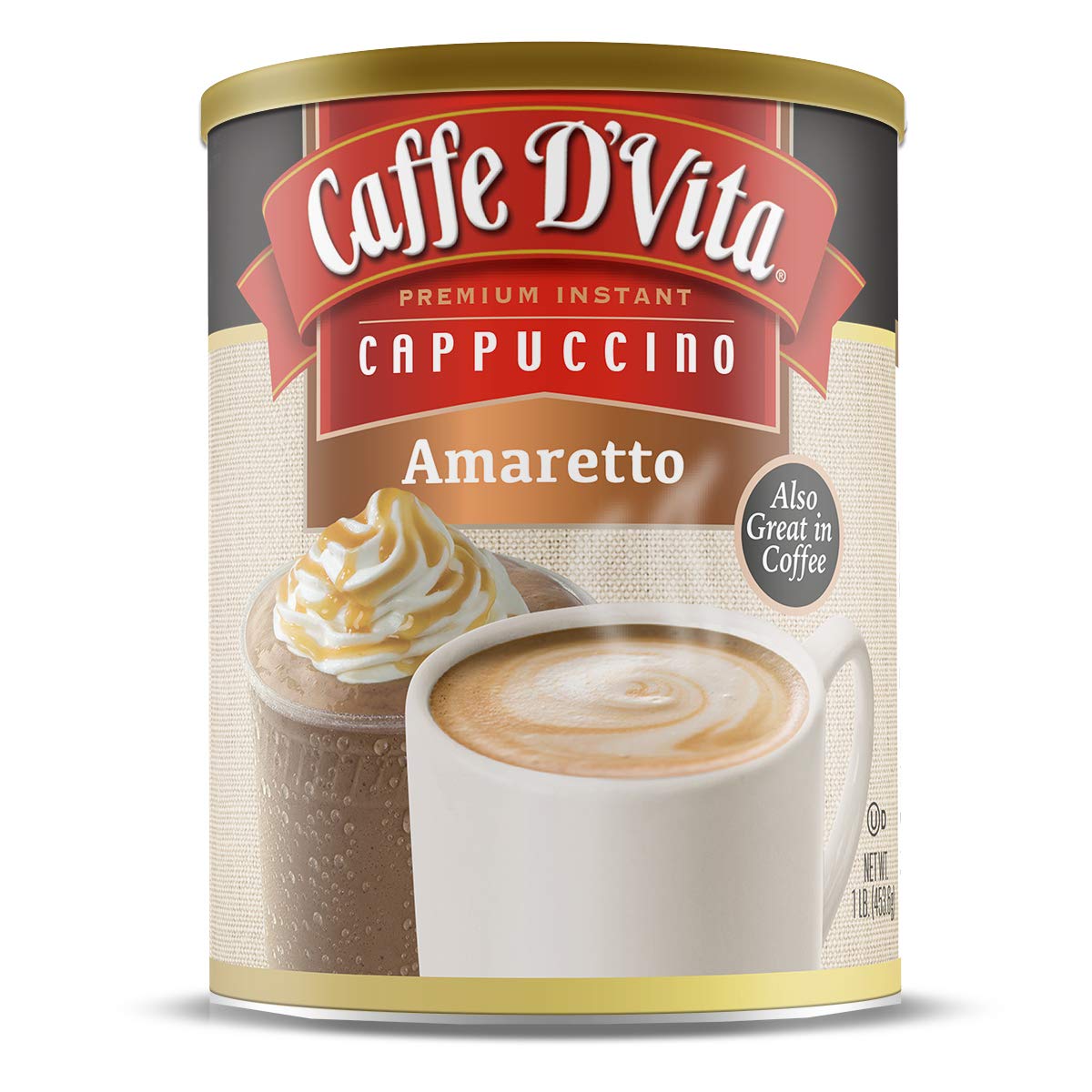 Caffe-D'Vita-Amaretto-Cappuccino-Mix---No-Cholesterol,-No-Trans-Fat,-0.99-Caffeine-1950