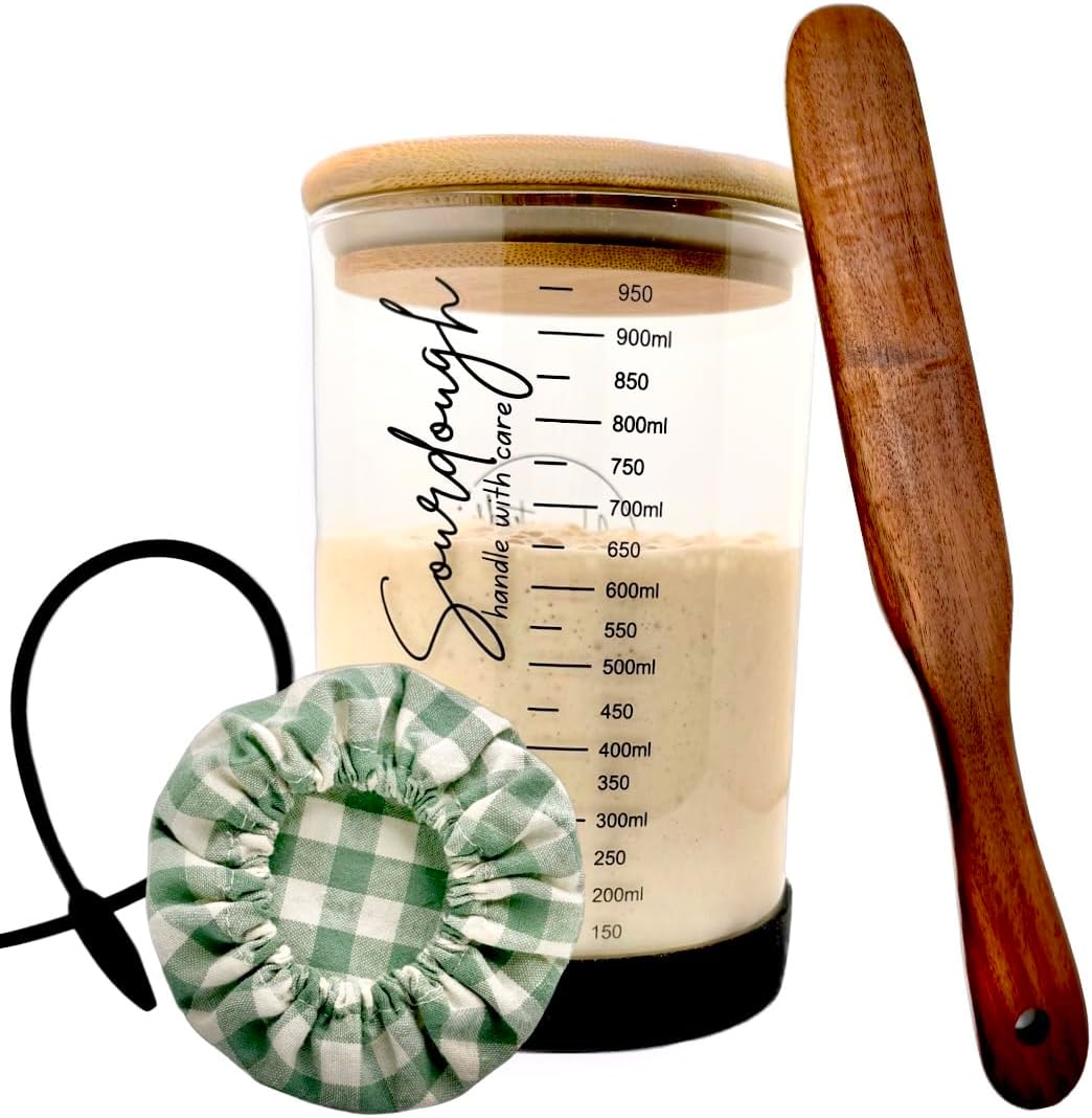 Sourdough-Starter-Kit---Sourdough-Kit-Includes-Wooden-Spurtle,-Wide-Mouth-Jar-Bamboo-&-1232