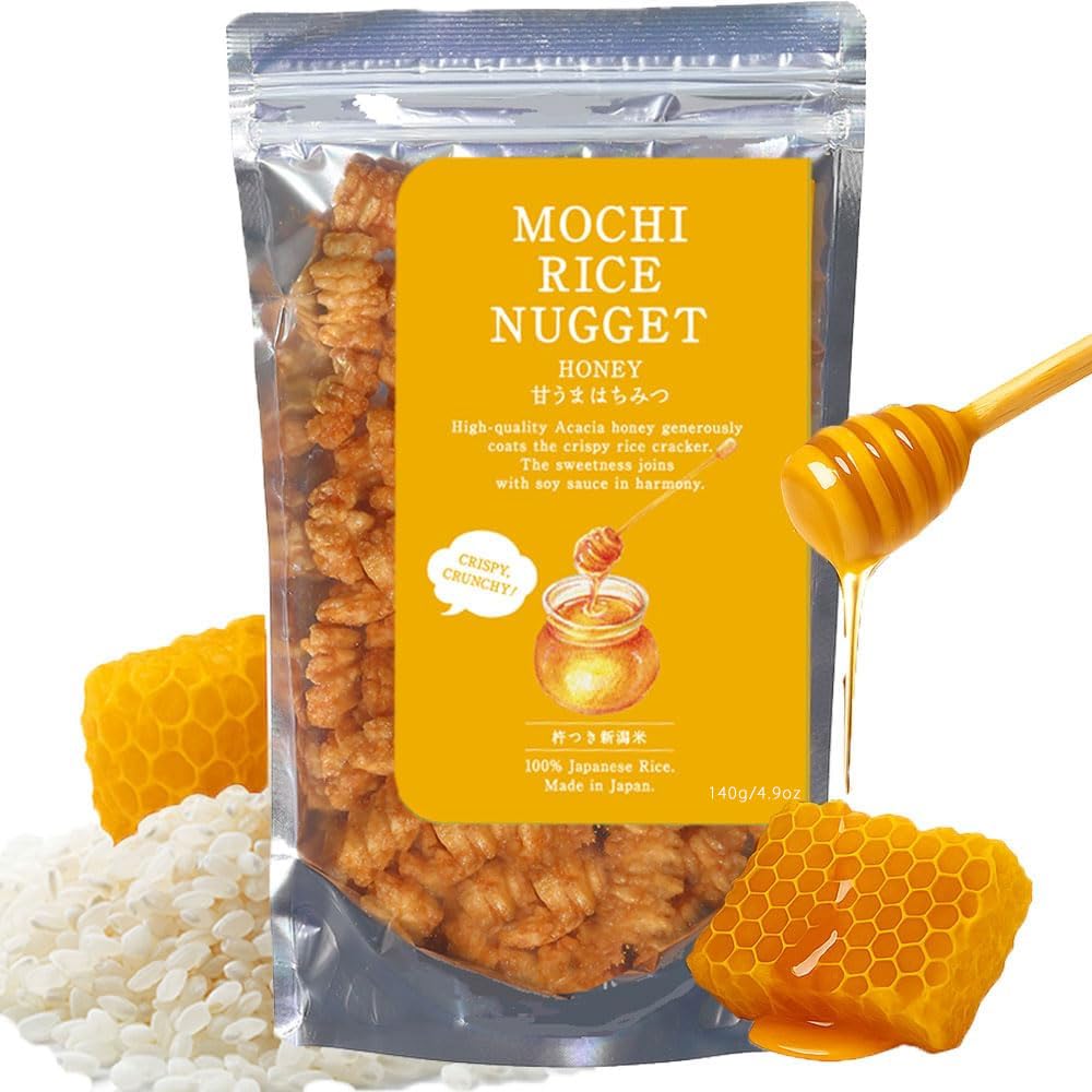 Mochi-Rice-Nuggets,-Honey-Glazed-Rice-Crackers,-No-MSG,-4.9-oz--(140-g)-|-Crispy-302