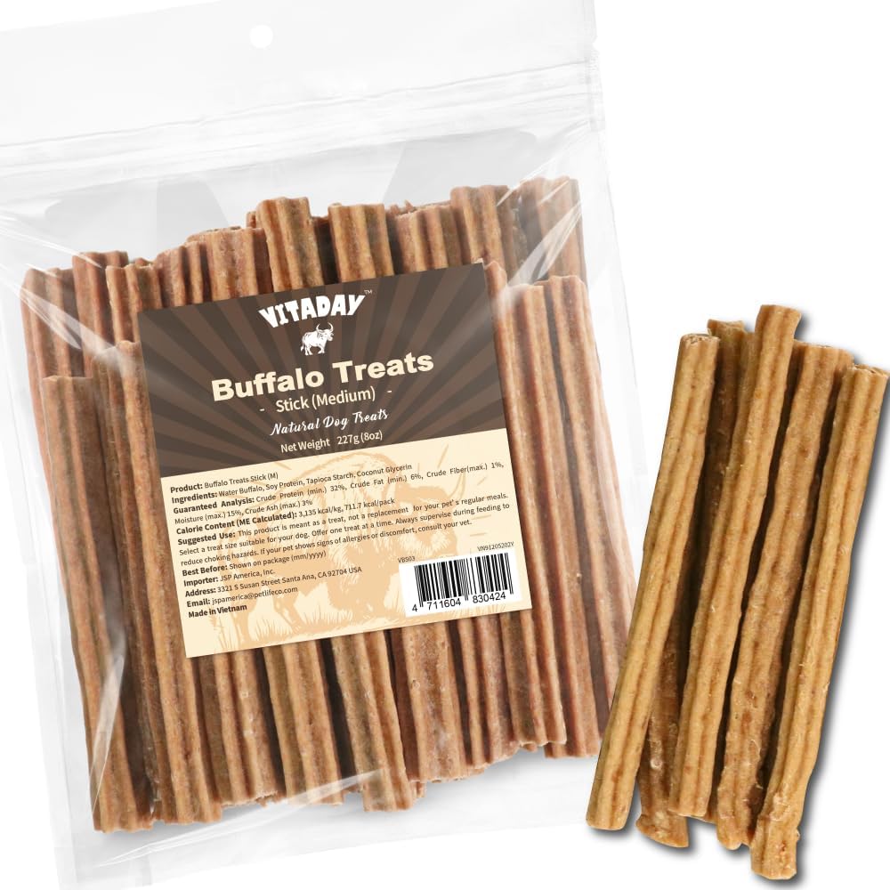 VITADAY-Buffalo-Dog-Treats-Stick-(M)-8oz,-Natural-Low-Fat-Chews-for-&-1095