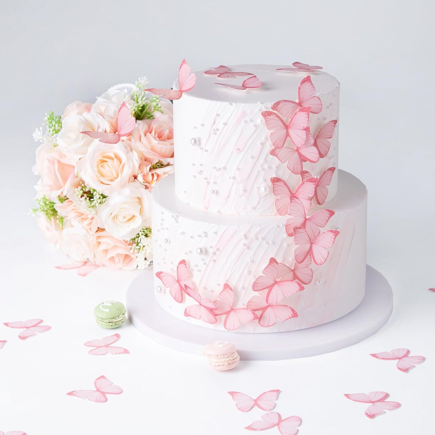 50Pcs-Edible-Pink-Butterfly-Cupcake-Toppers-Edible-2614