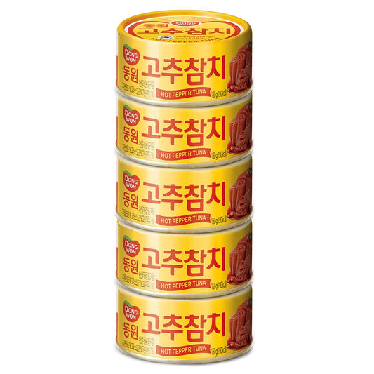 Dongwon-Tuna-Can-With-Hot-Pepper-Sauce,-3.5-Ounce(100g)-x-5can---Korean-216