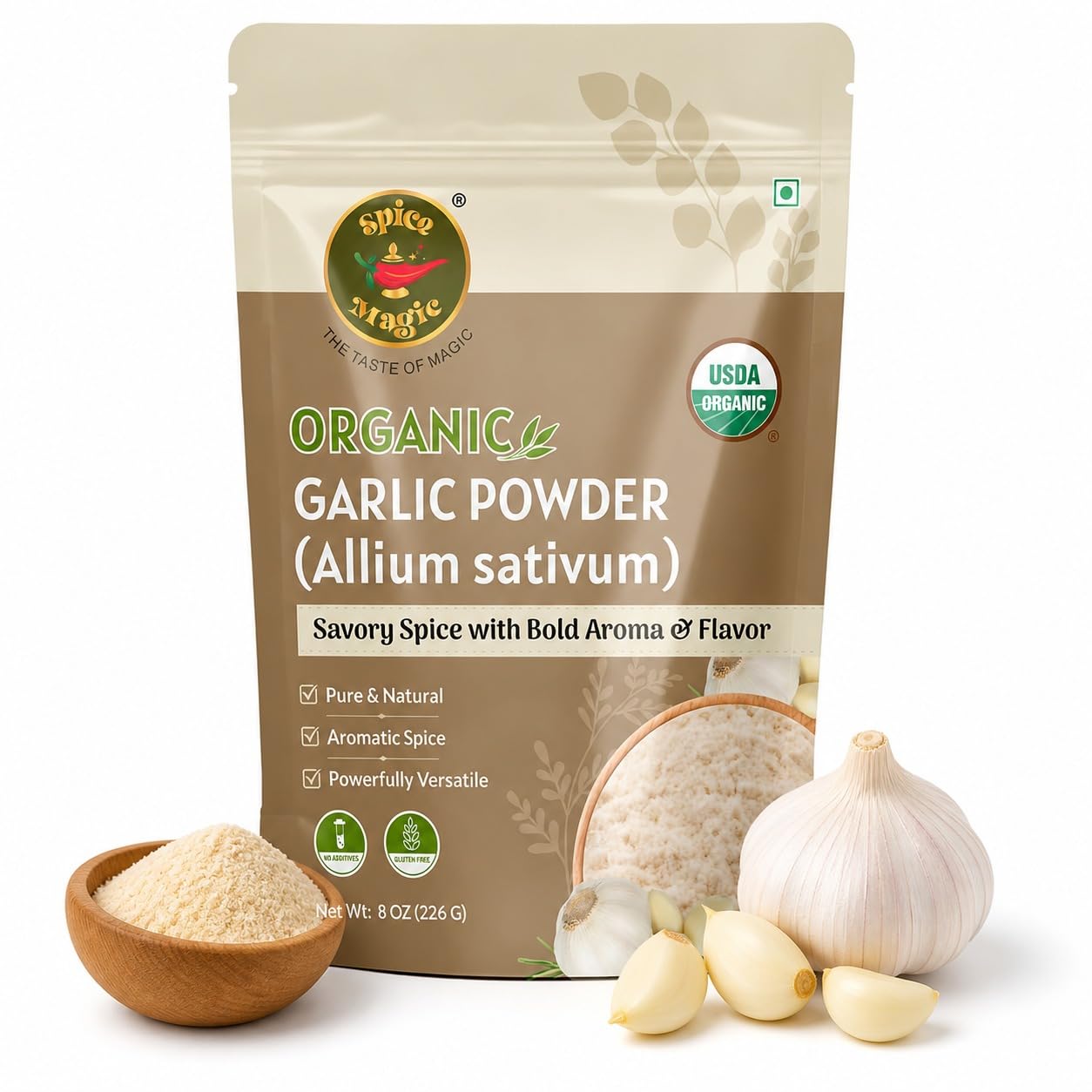 Spice-Magic-Organic-Garlic-Powder-(Allium-sativum),8-oz-(226-g)-|-Finely-392