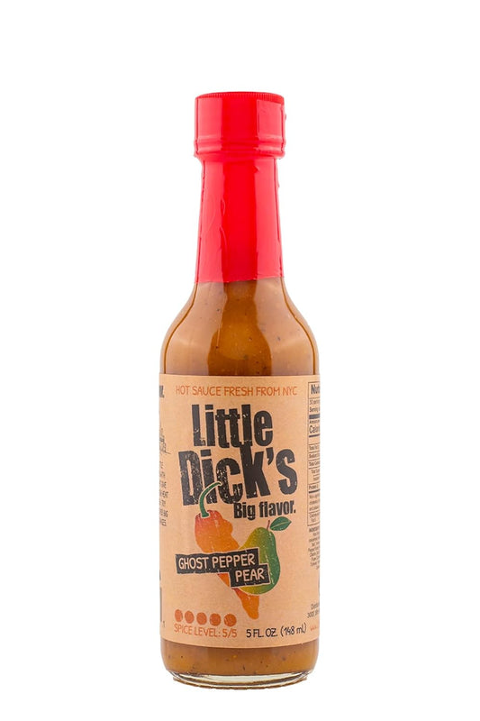 Ghost-Pepper-Pear-Hot-Sauce-By-Little-Dick's,-Fiery-Hot-Sauce-Made-492