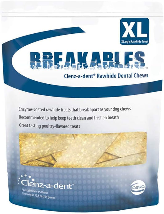 CEVA-Animal-Health-Breakables-Clenz-A-Dent-Rawhide-Dental-Chews-for-Dogs,-X-Large/>-lb/15-220