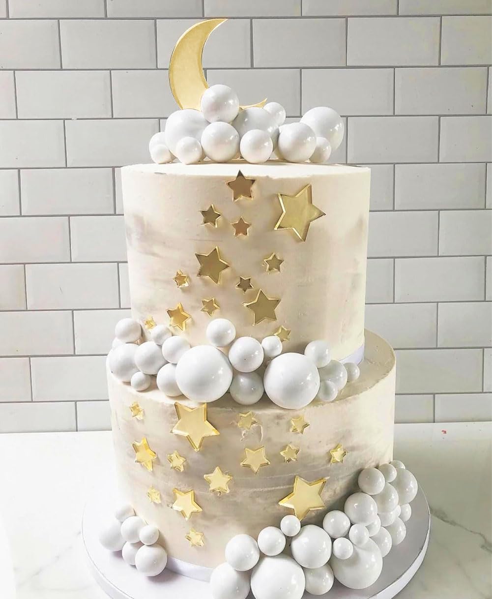 30PCS-Acrylic-Moon-Star-Cake-Toppers,Mirror-Gold-294