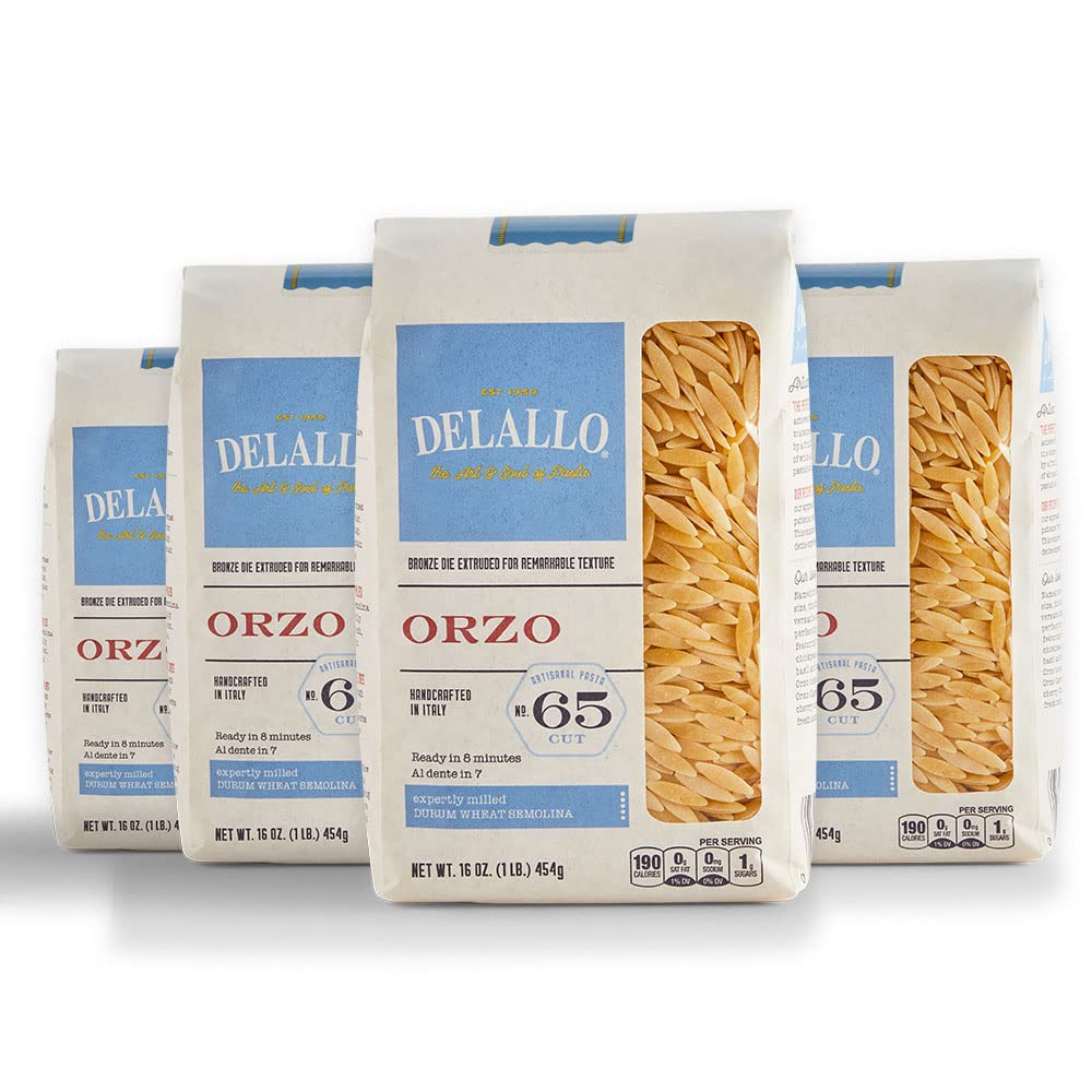 DeLallo-Orzo-Rice-Shaped-Pasta,-1-Pound-Bag,-(4-1293