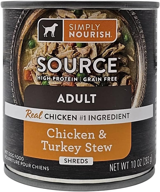 SIMPLY-NOURISH-Source-Adult-Chicken-and-Turkey-Stew-Shreds,-Wet-Dog-Food,-10-337