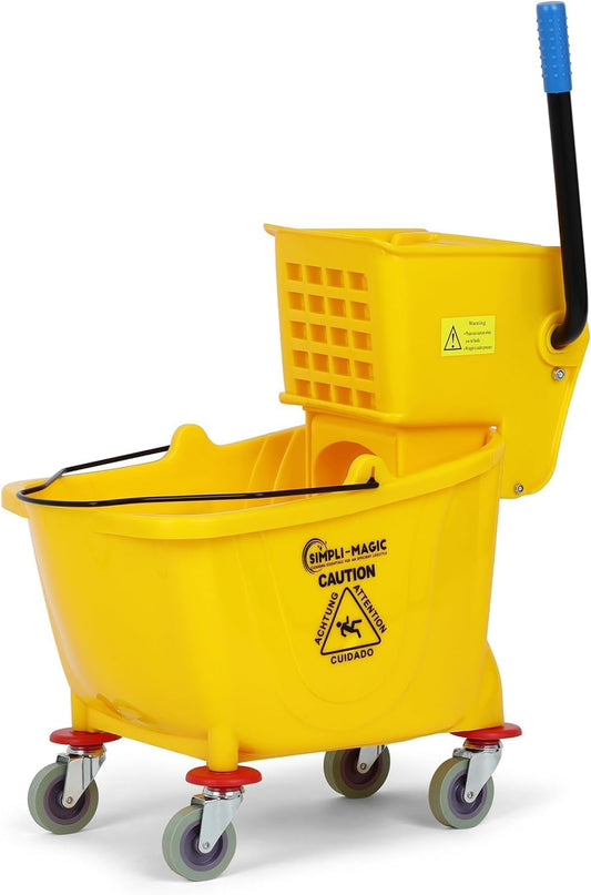 Simpli-Magic-79358-Commercial-Mop-Bucket-with-Side-Press-Wringer,-26-2427