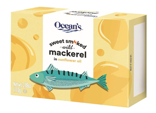 Ocean's-Sweet-Smoked-Wild-Mackerel,-3.88-oz,-5-Pack-|-Sunflower-Oil,-Fillets,-460