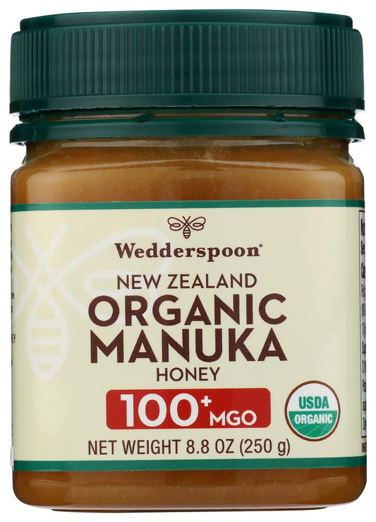 Wedderspoon-Raw-Premium-USDA-Certified-Organic-Manuka-Honey,-100+-MGO,-8.8-Oz,-New-Honey,-2259
