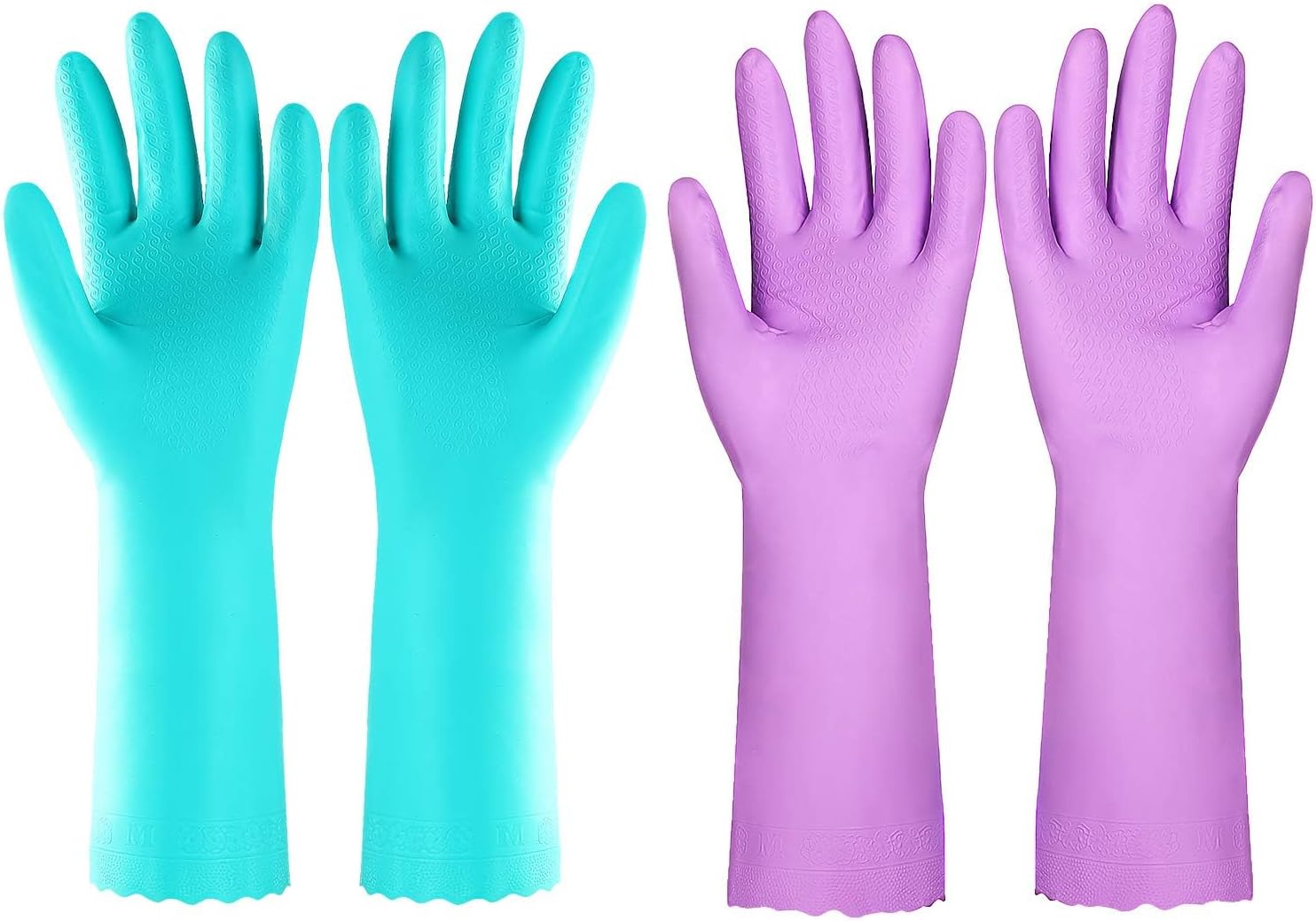 Elgood-Reusable-Dishwashing-Cleaning-Gloves-with-Latex-free,-Cotton-lining,Kitchen-Gloves-2-Pairs,Purple+blue-Medium---1585