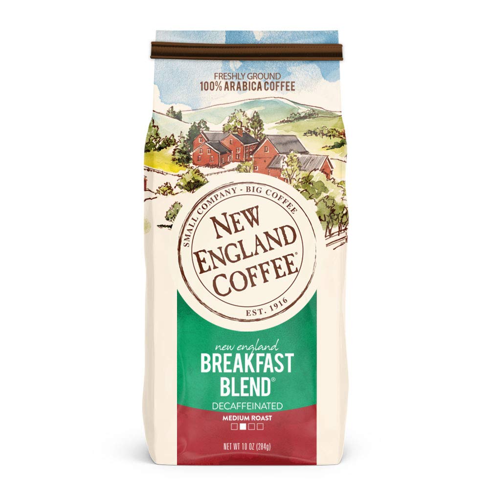 New-England-Coffee-Breakfast-Blend-Decaffeinated-Medium-Roast-Ground-Coffee,-10oz-Bag-(Pack-3127