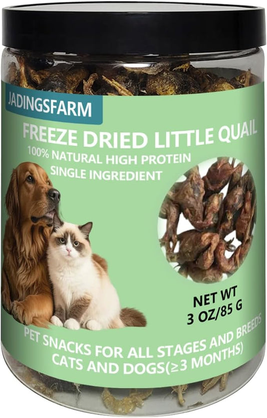 Freeze-Dried-Little-Quail,-3-Oz-Quail-Dogs-Cat-Treats,-Single-Ingredient-Freeze-936