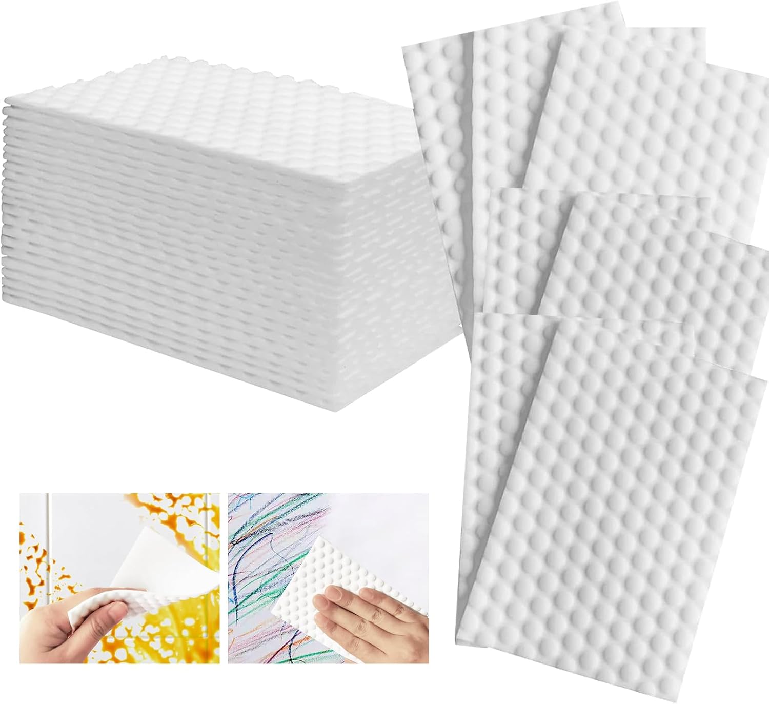 Magic-Sponge-Eraser-Sheets,-52Pcs-All-Purpose-White-Melamine-Sponge-Convex-3296
